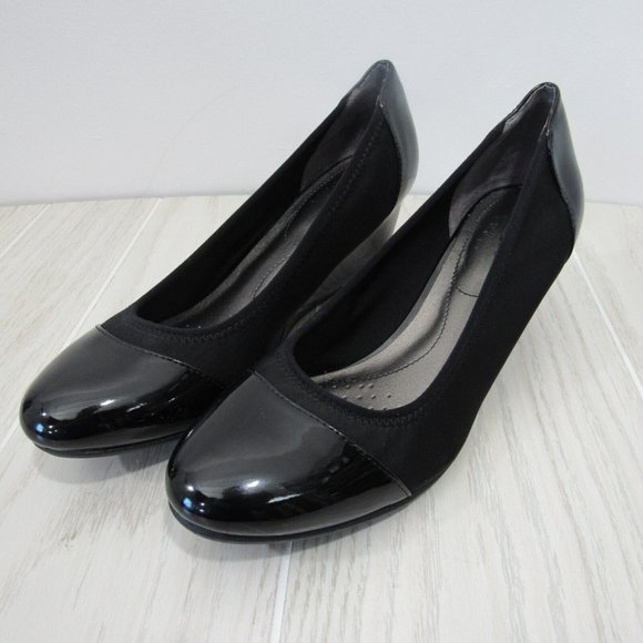 LifeStride Women's Juliana Stretch Wedge Pump -Size 9.5Cap Toe-Shine Black Upper - Picture 2 of 13